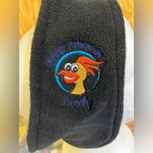 NEW Embroidered Fleece Headband in Black with CRAZY CHICKEN LADY design